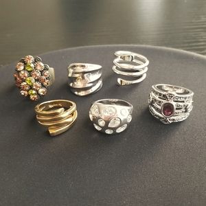 6 Vintage Lia Sophia Statement Rings Size 7